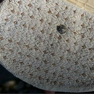 Vintage Mini White Beaded Clutch